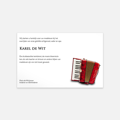  Lortye Rouwkaarten Dankkaart Accordeon